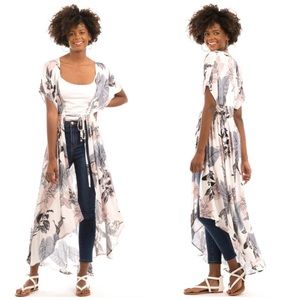 Floral Longline Tie Kimono